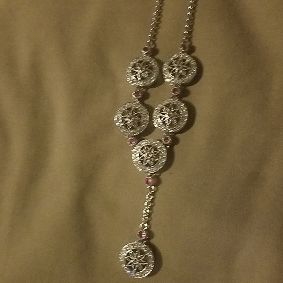Pink Sapphire and diamond necklace